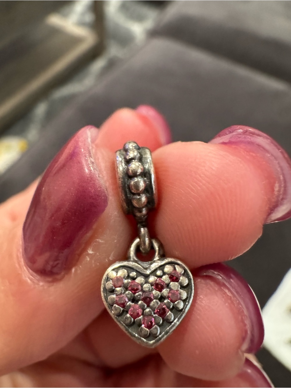 Pandora Heart Charm Pendant with Pink Stones